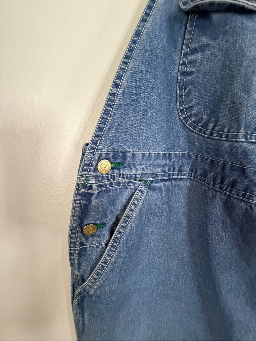 KEY IMPERIAL Bibs Overalls Men's 44x30 Denim Work Farmer Vintage Med Blue Jean